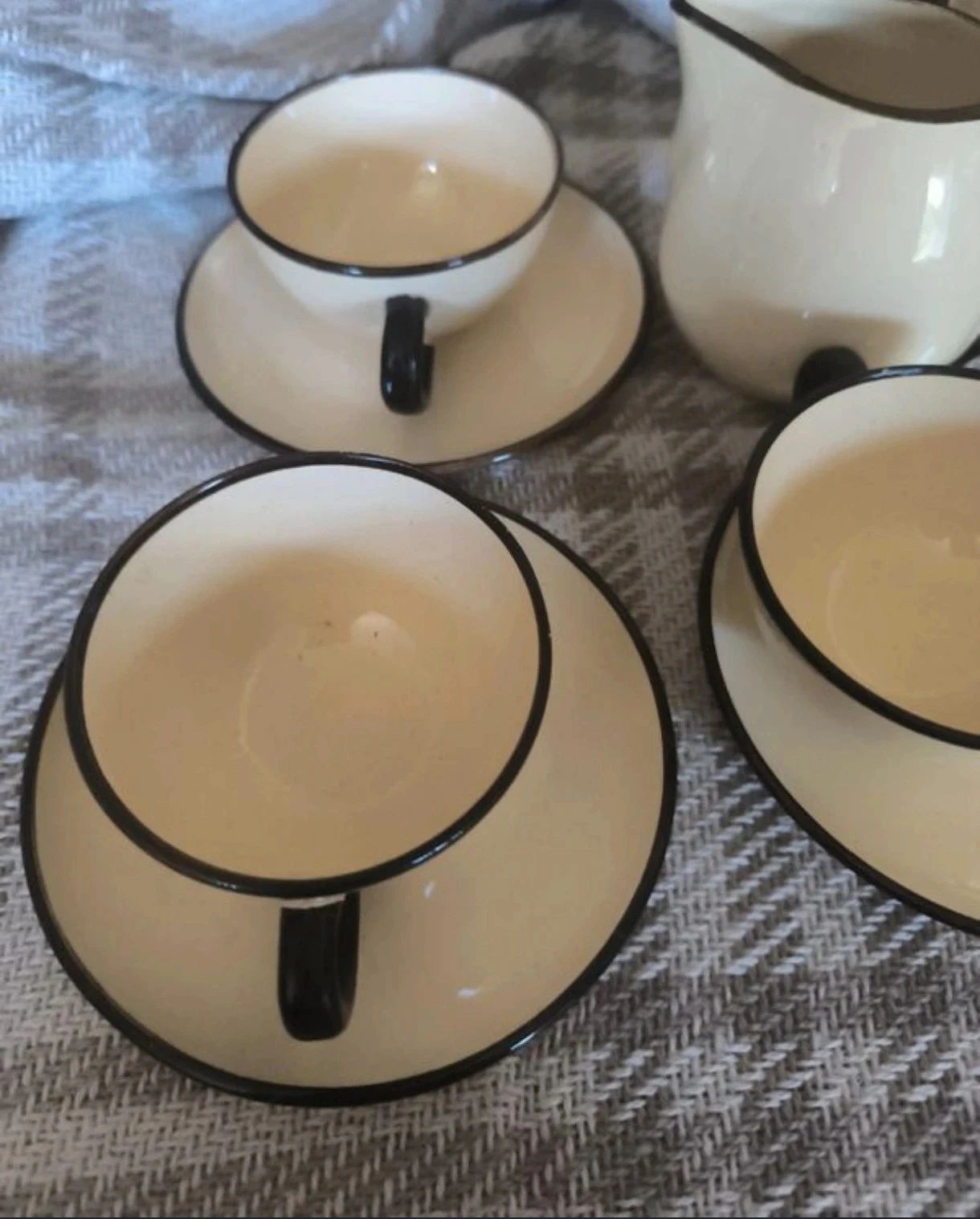 Juego de té antiguo HBCM France – crema y negro – Art déco – photo 7